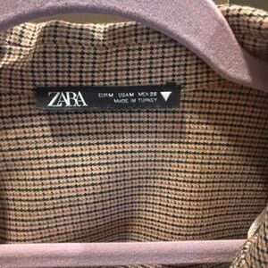Zara Plaid Faux-Wrap Cropped Blazer Top